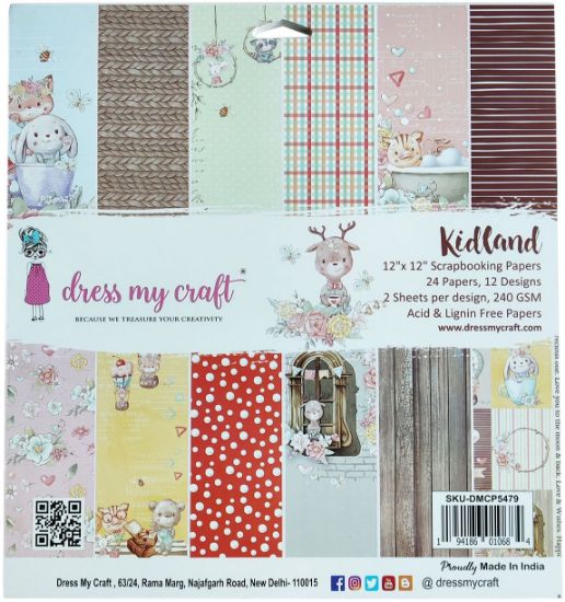 Picture of Dress My Craft Single-Sided Paper Pad 12"X12" 24/Pkg-Kidland