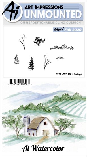 Picture of Art Impressions Watercolor Cling Rubber Stamps Mini Foliage