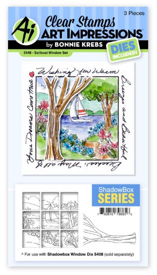 Picture of Art Impressions Windows To The World Stamp & Die Set-Sailboat