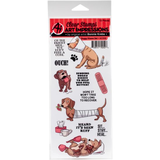 Picture of Art Impressions Funny Farm Cling Rubber Stamp Doggy Kisses