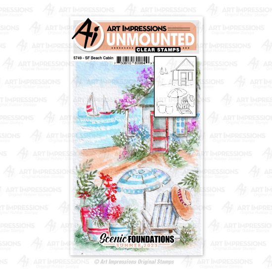 Picture of Art Impressions Scenic Foundations Clear Stamps-Beach Cabin