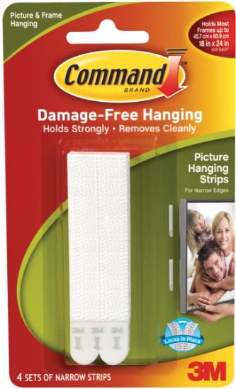 Picture of Command Narrow Picture Hanging Strips White 4 Sets/Pkg
