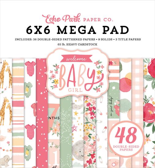 Picture of Echo Park Double-Sided Mega Paper Pad 6"X6" 48/Pkg Welcome Baby Girl