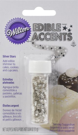 Picture of Edible Glitter .04oz Silver Stars