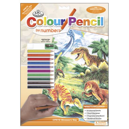 Picture of Color Pencil By Number Kit 8.75"X11.75" Dinosaur Fun