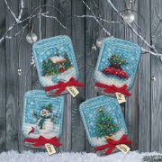 Picture of Dimensions Counted Cross Stitch Ornament Kit Set of 4 Christmas Jar Ornaments (14 Count)