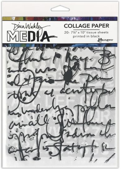 Picture of Dina Wakley Media Collage Tissue Paper 7.5"X10" 20/Pkg-Text Collage
