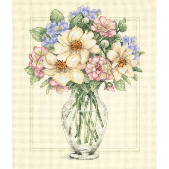 Picture of Flowers In Tall Vase Counted Cross Stitch Kit 12"X14" 14 Count