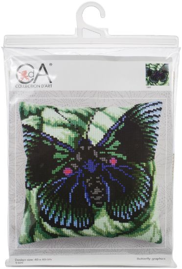 Picture of Collection D'Art Stamped Needlepoint Cushion Kit 40X40cm Butterfly Graphics