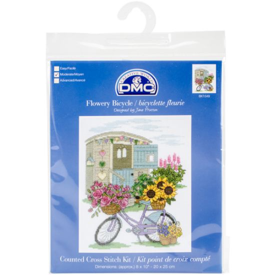 Picture of Flowery Bicycle Counted Cross Stitch Kit 8"X10" 14 Count
