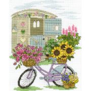 Picture of Flowery Bicycle Counted Cross Stitch Kit 8"X10" 14 Count
