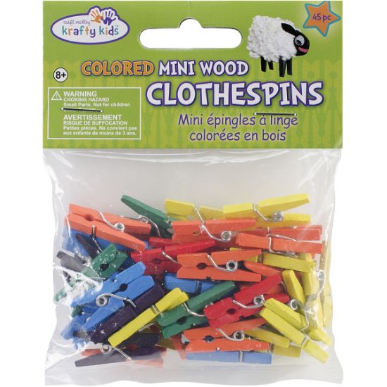 Picture of Mini Wood Clothespins Colored 1" 45/Pkg