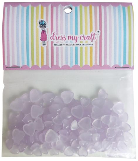 Picture of Dress My Craft Water Droplet Embellishments 8g-Pastel Lilac Heart - Assorted Sizes