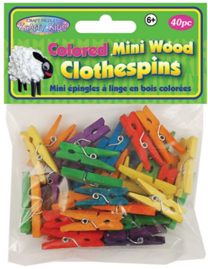 Picture of Mini Wood Clothespins Colored 1.1875" 40/Pkg