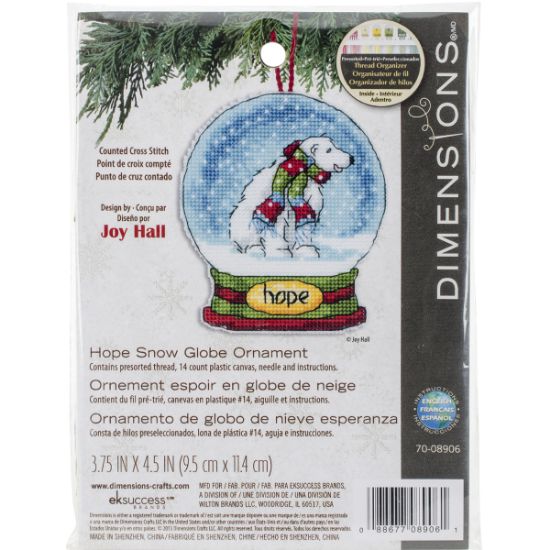 Picture of Hope Snowglobe Counted Cross Stitch Kit 3.75"X4.5" 14 Count Plastic Canvas