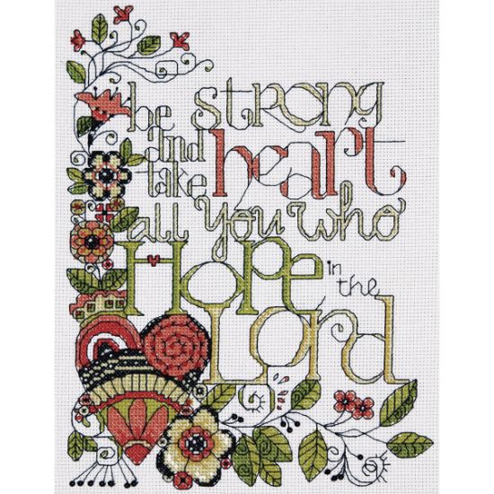 Picture of Heartfelt Be Strong Counted Cross Stitch Kit 8"X10" 14 Count