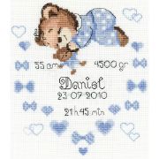Picture of Boys Birth Announcement Counted Cross Stitch Kit 7.125"X9.5" 14 Count