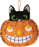 Picture of Bucilla Felt Ornaments Applique Kit Set Of 6-Purrfectly Spooky