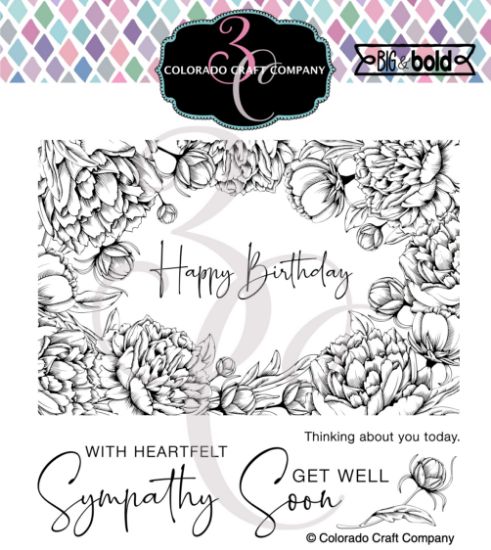 Picture of Colorado Craft Company Clear Stamps 6"X6"-Peonies Frame-Big & Bold