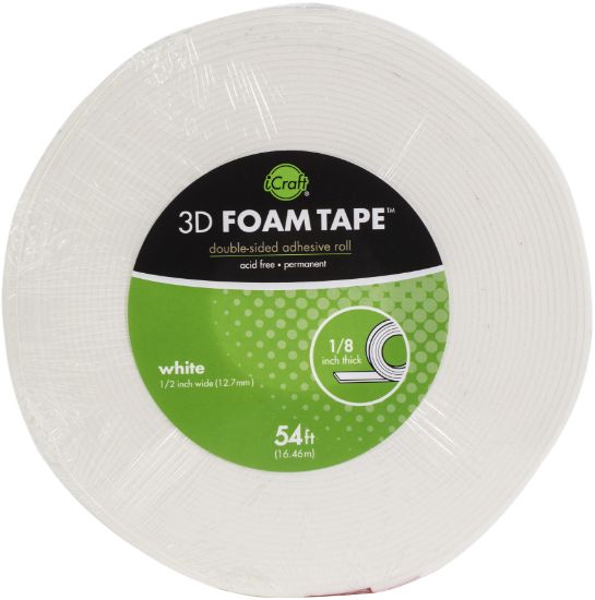 Picture of iCraft 3D Foam Tape Roll White .5"X54'