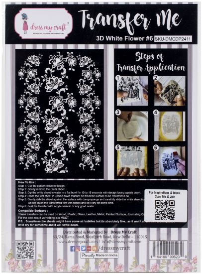 Picture of Dress My Craft Transfer Me Sheet A4 3D White Flower #6