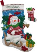 Picture of Bucilla Felt Stocking Applique Kit 18" Long Nordic Snowman