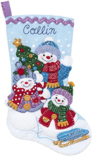 Picture of Bucilla Felt Stocking Applique Kit 18" Long Snow Family Portrait