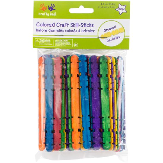 Picture of Craft Skill Sticks Colored 4.5" 80/Pkg