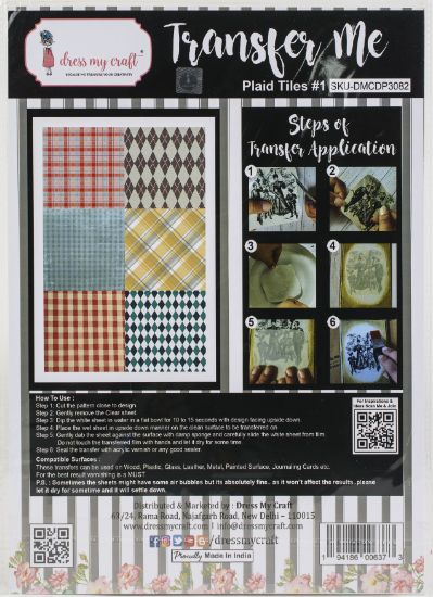 Picture of Dress My Craft Transfer Me Sheet A4 Plaid Tiles #1