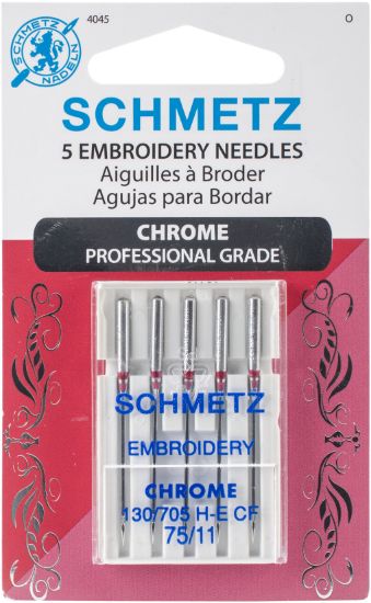Picture of Chrome Embroidery Machine Needles Size 75/11 5/Pkg
