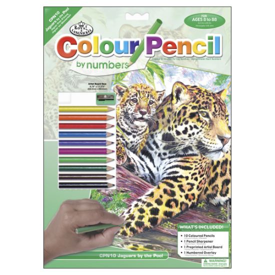 Picture of Color Pencil By Number Kit 8.75"X11.75" Jaguar Family