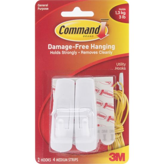Picture of Command Medium Hooks White 2 Hooks & 4 Strips