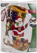 Picture of Bucilla Felt Stocking Applique Kit 18" Long Santa's Barn Friends