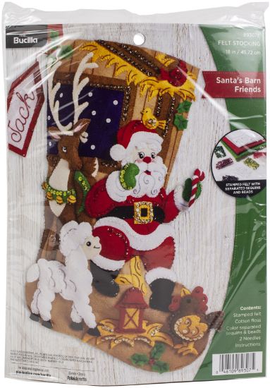 Picture of Bucilla Felt Stocking Applique Kit 18" Long Santa's Barn Friends