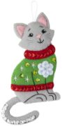 Picture of Bucilla Felt Ornaments Applique Kit Set Of 6-Cats In Ugly Sweaters
