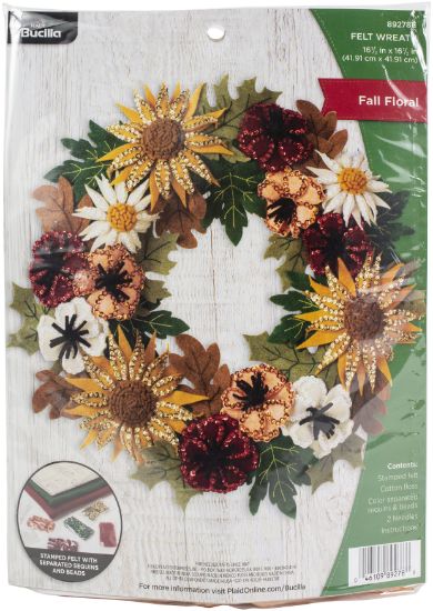 Picture of Bucilla Felt Wreath Applique Kit 16" Round Floral Fall