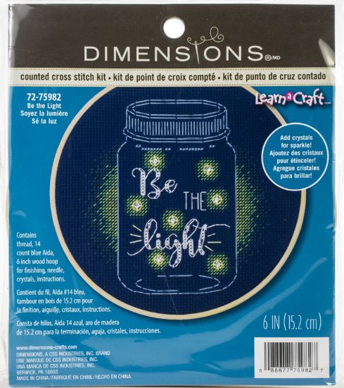 Picture of Dimensions Counted Cross Stitch Kit W/Hoop 6" Be The Light (14 Count)