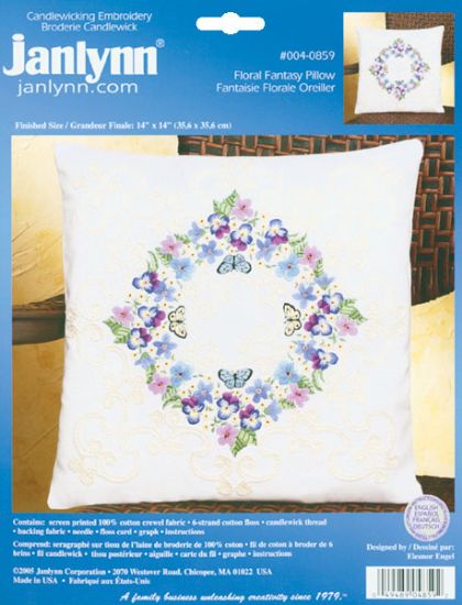 Picture of Floral Fantasy Candlewicking Embroidery Kit 14"X14" Stitched In Thread