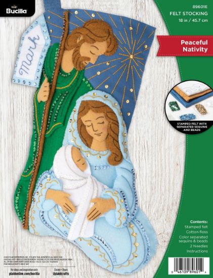 Picture of Bucilla Felt Stocking Applique Kit 18" Long-Peaceful Nativity