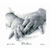 Picture of Baby Hands Birth Record On Aida Counted Cross Stitch Kit 8"X7" 18 Count