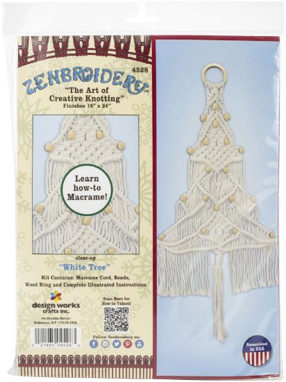 Picture of Design Works/Zenbroidery Macrame Wall Hanging Kit 11"X24" White Tree