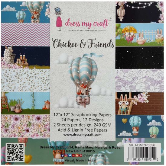 Picture of Dress My Craft Single-Sided Paper Pad 12"X12" 24/Pkg-Chickoo & Friends, 12 Designs/2 Each