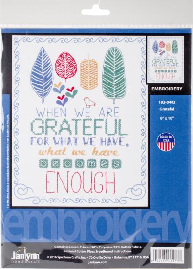 Picture of Grateful Stamped Embroidery Kit 8"X10" Stitched In Floss