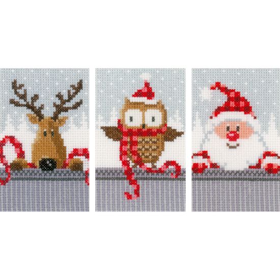Picture of Christmas Buddies I Greeting Cards On Aida Counted Cross Sti 4.2"X6" 14 Count Set Of 3
