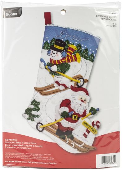 Picture of Bucilla Felt Stocking Applique Kit 18" Long Downhill Skiers