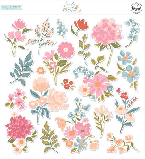Picture of Pinkfresh Cardstock Die-Cuts Ephemera Pack 38/Pkg-Lovely Blooms
