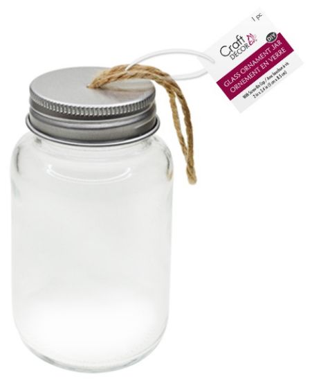 Picture of DIY Clear Ornament Glass Jar W/Aluminum Twist Cap 2"x3.35" Empty
