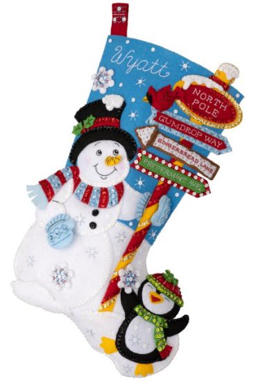 Picture of Bucilla Felt Stocking Applique Kit 18" Long-Destination North Pole