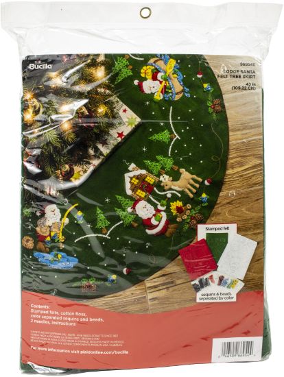 Picture of Bucilla Felt Tree Skirt Applique Kit 43" Round Lodge Santa