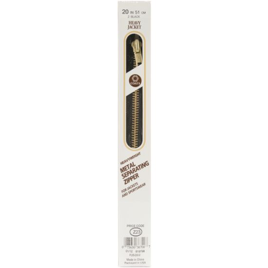 Picture of Heavyweight Brass Separating Metal Zipper 20" Black